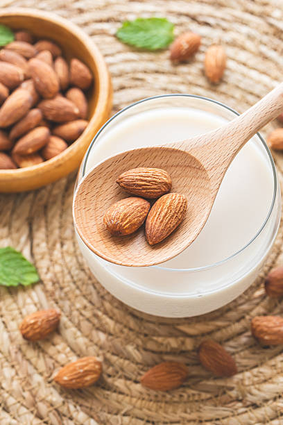 istock Almond milk and almonds. Plant milk. 2222262927