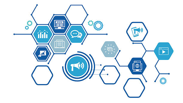 istock public relations icon concept: PR or media relations or marketing and publicity symbols. EPS 10 2222272840
