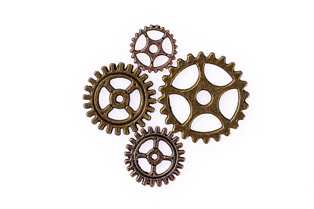 istock Metal cogwheels on white background 2222274554