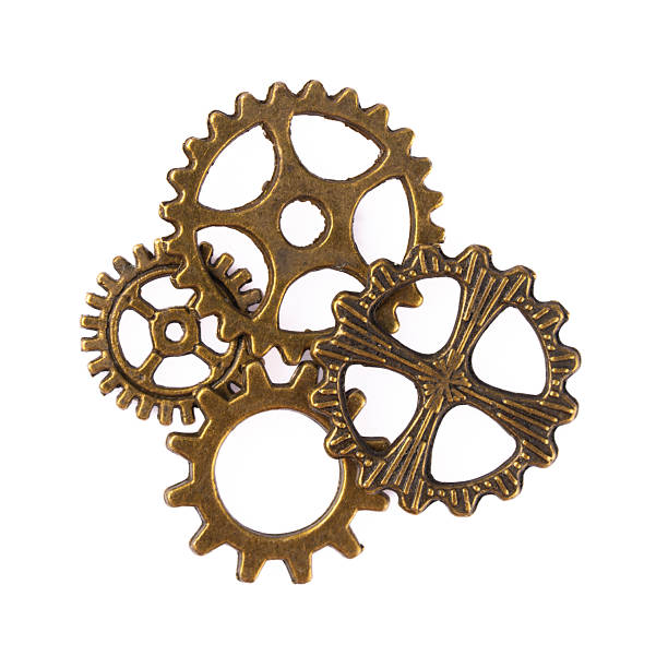 istock Metal cogwheels on white background 2222274584