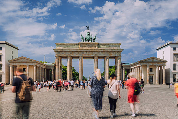 istock Crowded Square in Front of Brandenburg Gate, Berlin Under Bright Blue Sky 2222277132