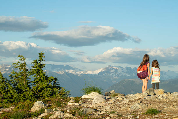 istock Sisters hike above snowcapped mountains 2222279647