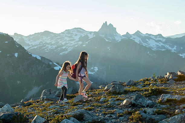 istock Sisters hike above snowcapped mountains 2222279692