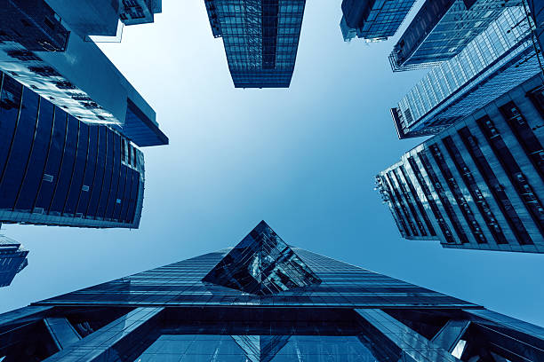 istock Looking Upward at Modern Skyscrapers Against a Clear Blue Sky 2222280214