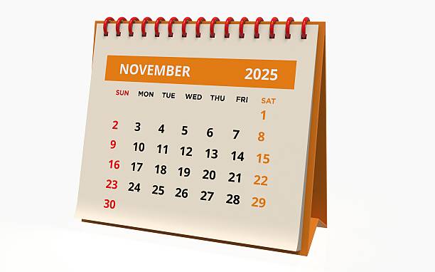istock Standing Desk Calendar November 2025. 2222282165