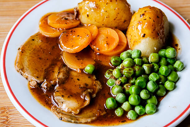 London UK June 26 2025,  Traditional Roast Lamb And Vegetables Sunday Lunch
