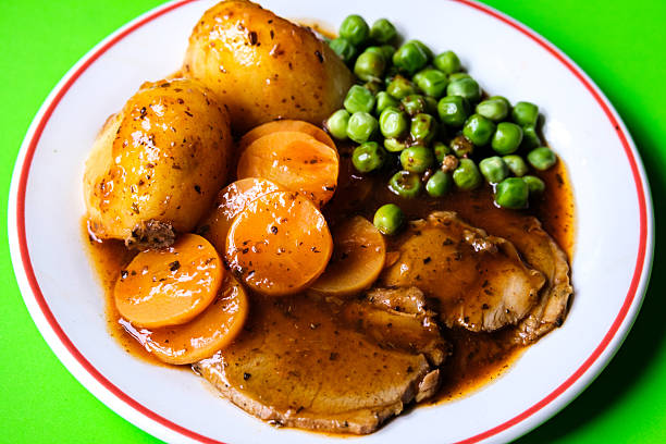 London UK June 26 2025,  Traditional Roast Lamb And Vegetables Sunday Lunch