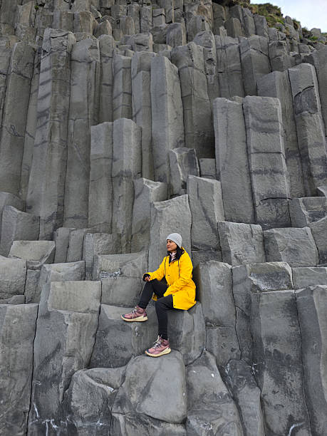istock Exploring the breathtaking basalt columns at Reynisfjara Beach in Iceland with tranquility 2222290887