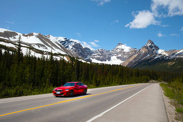 Vehicle on mountain highway