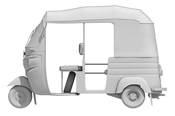 istock Mini Taxi Auto Rickshaw 3 Wheeler in Clay Style Render on White Background 3D Rendering 2222296731