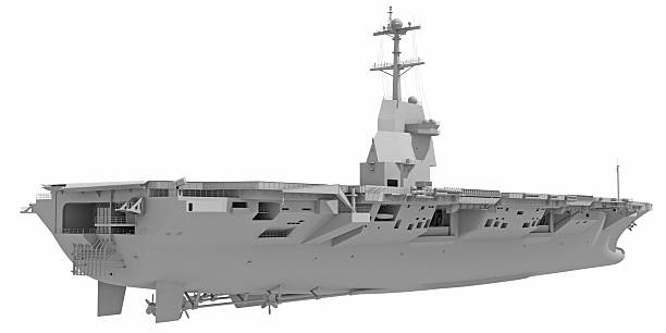 istock Aircraft Carrier Military Vessel in Clay Style Render on White Background 3D Rendering 2222296869