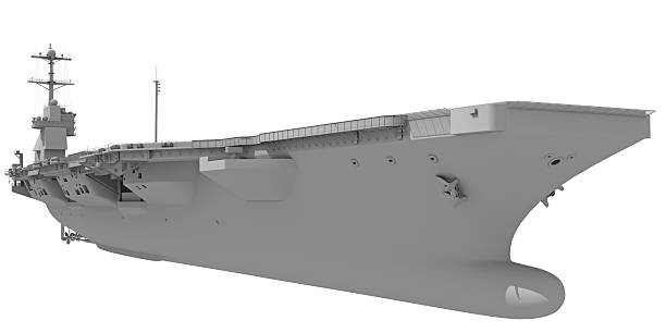istock Aircraft Carrier Military Vessel in Clay Style Render on White Background 3D Rendering 2222296895