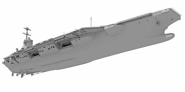 istock Aircraft Carrier Military Vessel in Clay Style Render on White Background 3D Rendering 2222296898