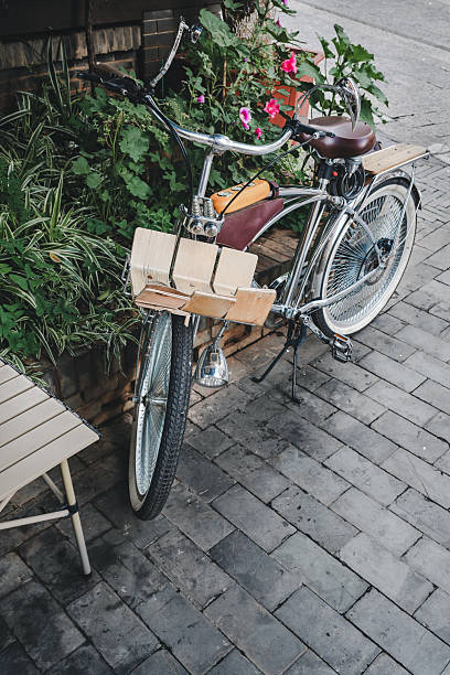 istock Vintage bicycle parked in the garden 2222299843
