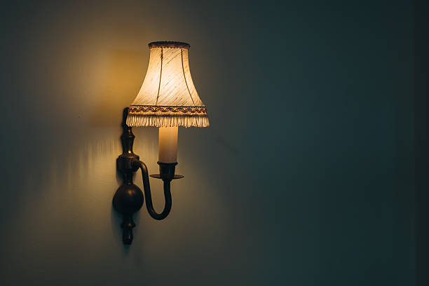Outdoor light on wood structure in  rural Montana, USA