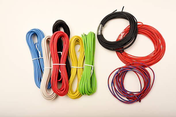 istock Coils of multicolored wires. Connecting wires for electronics. 2222302906