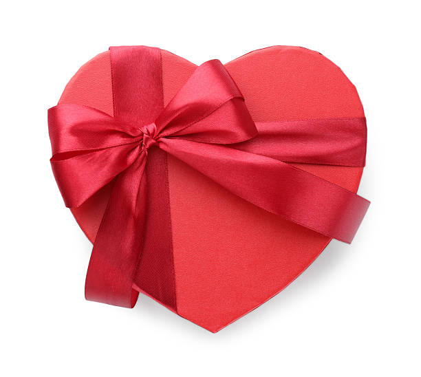 istock Heart shaped gift box isolated on white, top view 2222303210