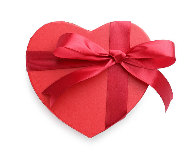 istock Heart shaped gift box isolated on white, top view 2222303213