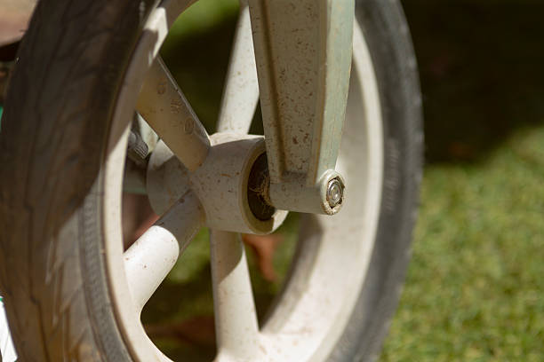 istock This is a closeup image showcasing a wheel on a lawn mower 2222307169