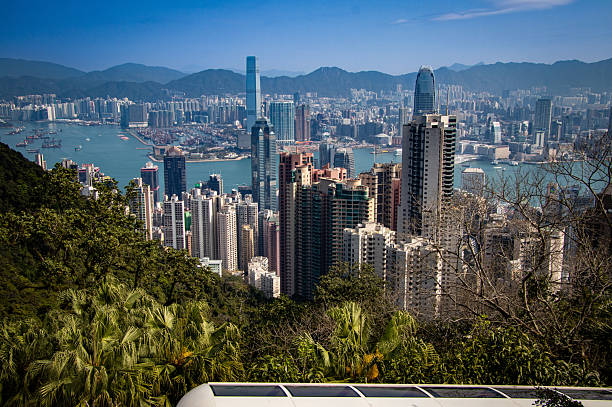 Cable car descending Victoria Peak