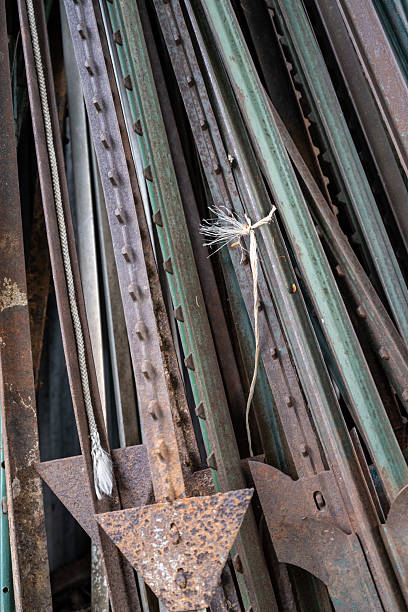 Rusted steel fence posts