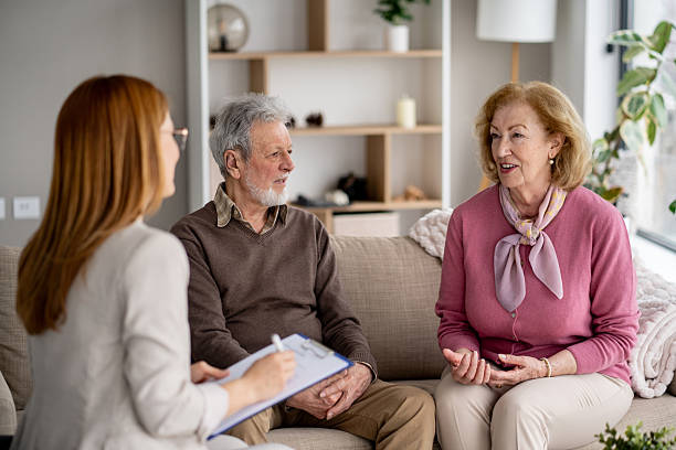 istock Elderly couple engaged in meaningful conversation indoors 2222338940