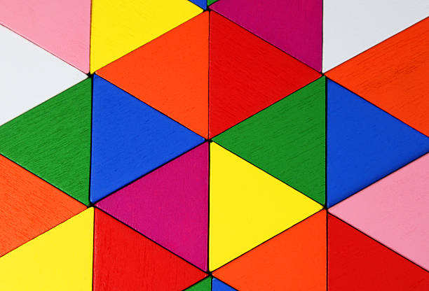 Background of colorful triangular wooden pieces