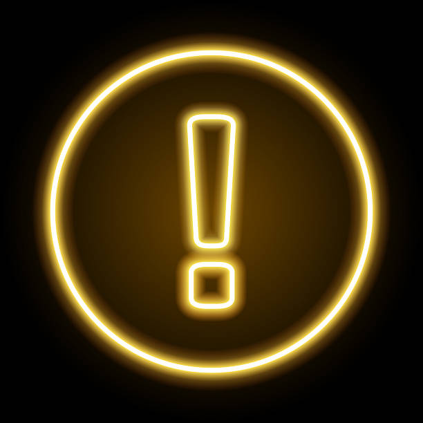 istock Yellow Neon Caution Warning Signs Vector Ideal For Hazard, Risk, Safety, Attention, Bankruptcy, Traffic, Industrial Precaution, Construction, Security, Dangerous Symbol, Alert in Futuristic Cyberpunk Style 2222351344