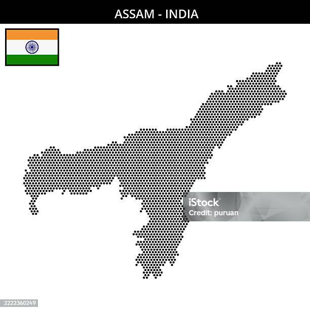 Assam Digitized Map Small Hexagonal Dotted Map Of Assam In India Stock Illustration ...