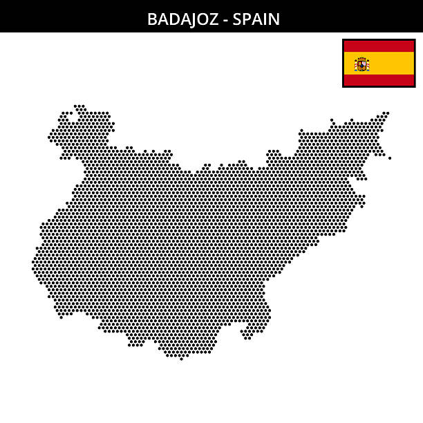 Small Hexagonal Dotted Map Of Badajoz In Spain Stock Small Hexagonal Dotted Map Of Badajoz In Spain 