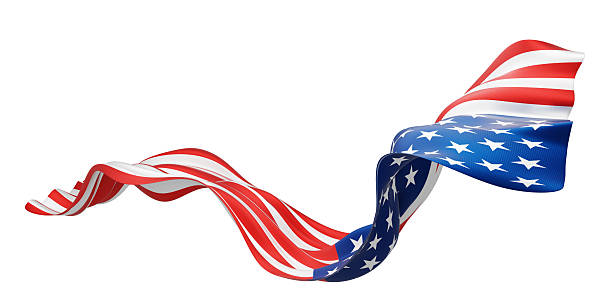 USA or American flag design on white background  with copy space 3D render