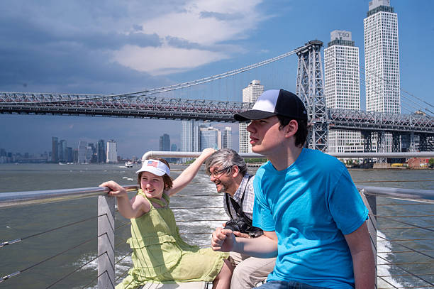 New York City, USA - May 12, 2023: architecture of historic bridge in manhattan. bridge connecting Lower Manhattan at Canal Street with Downtown Brooklyn.