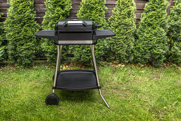 istock Assembling a new grill on the plot, installing an electric grill, hotplate, thermostat, power cable, barbecue 2222370576