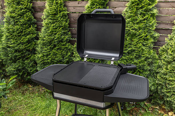 istock Assembling a new grill on the plot, installing an electric grill, hotplate, thermostat, power cable, barbecue 2222370690