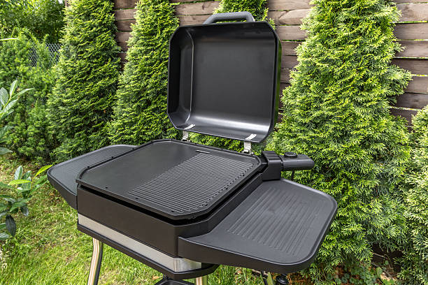 istock Assembling a new grill on the plot, installing an electric grill, hotplate, thermostat, power cable, barbecue 2222370691