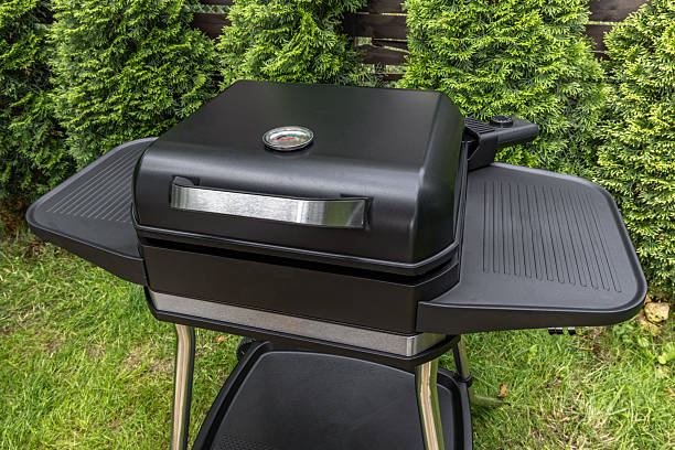 istock Assembling a new grill on the plot, installing an electric grill, hotplate, thermostat, power cable, barbecue 2222370748