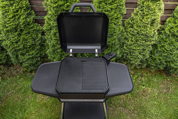 istock Assembling a new grill on the plot, installing an electric grill, hotplate, thermostat, power cable, barbecue 2222370831