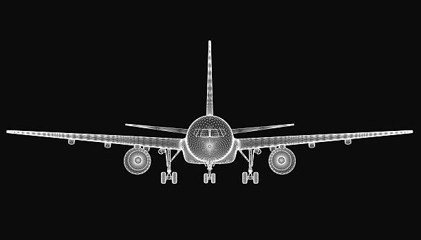 istock A 3D model of an airplane isolated on a black background 2222374079