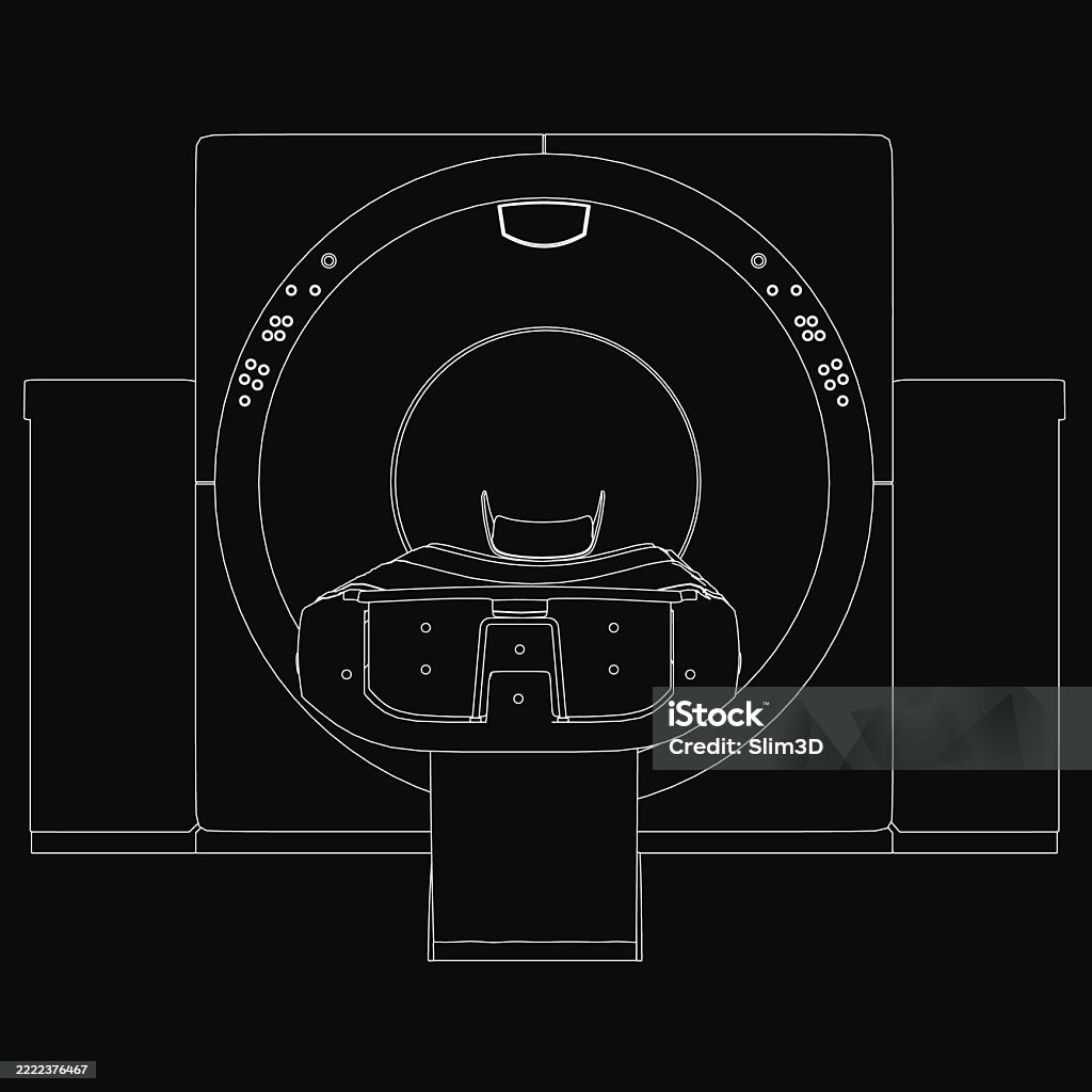Mri Machine Shape A Black And White Drawing Of An Mri Machine A Type Of Computed ...