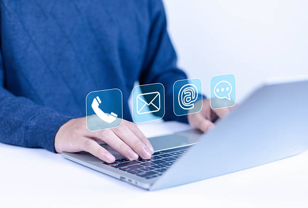 istock Businessman contact customer support, email help concept, website, digital technology of business contact services (address, phone, email, mobile, call) 2222378794