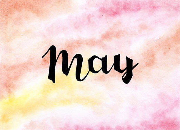 istock Hand drawn lettering phrase May on the watercolor background. Ink brush lettering for spring invitation. The month in the calendar is May. Handwritten phrase for banner, flyer, greeting card, calendar. 2222381345