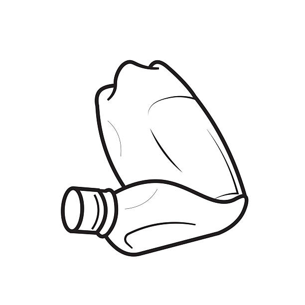 Isolated outline pictogram of a used plastic bottle, crumpled and discarded, representing waste, pollution, and the importance of recycling awareness