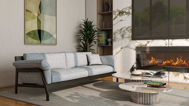 istock Large luxury modern bright interiors Living room mockup illustration 3D rendering image 2222386138