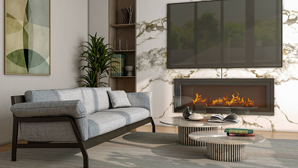 istock Large luxury modern bright interiors Living room mockup illustration 3D rendering image 2222386145