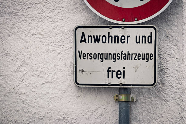 istock traffic sign prohibits passage, residents free 2222386486