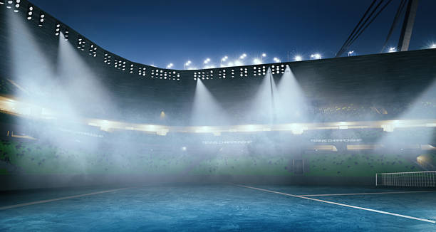 istock 3D Tennis Court. 3-D render. Illustration. 2222390644