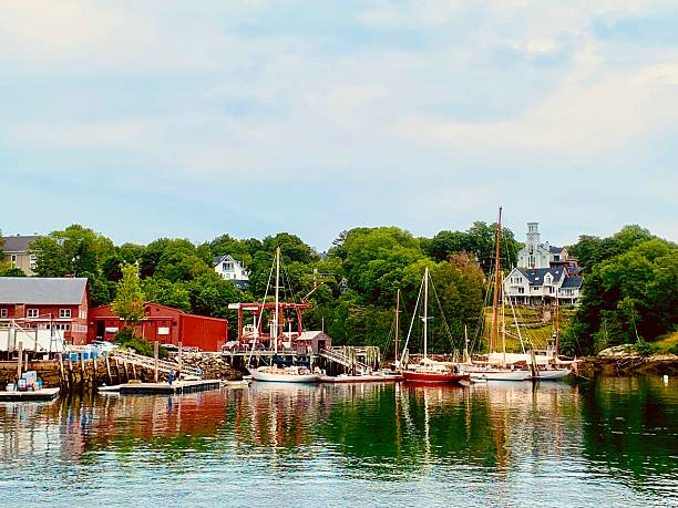 istock Tranquil Rockport Harbor Summer Sailboats 2222396003