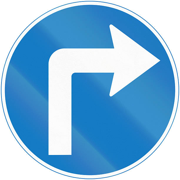 istock Regulatory road sign in Uganda - Turn Right Ahead 2222401422
