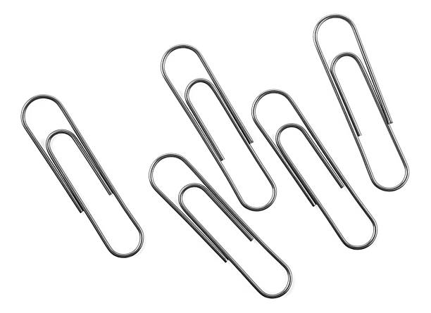 istock Silver paper clips isolated on a white background, top view. 2222401671