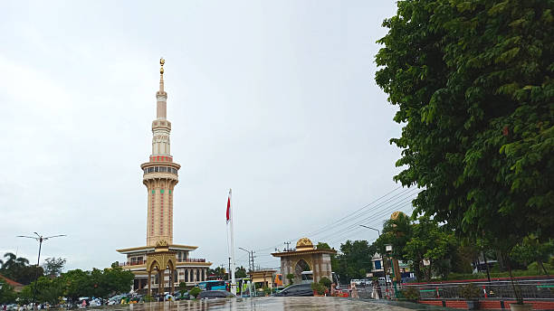 Mosque tower in the mosque yard